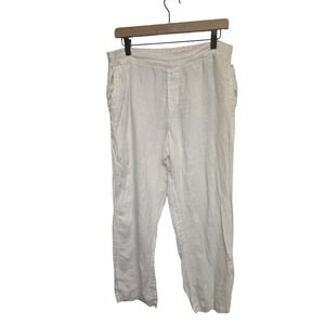 VIKOLINO Linen Blend Elastic Waist Relaxed Fit Cropped Pants M L Beige